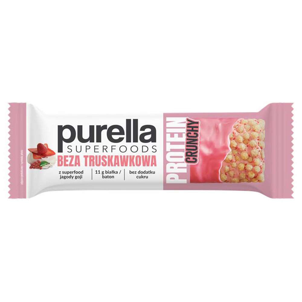 Purella Superfoods Protein bar baton proteinowy beza truskawkowa 45 g