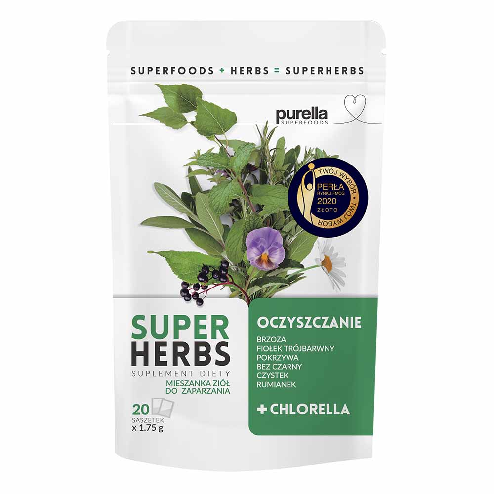 Herbata Purella Superfoods Superherbs Mieszanka ziół do zaparzania Oczyszczenie 35 g