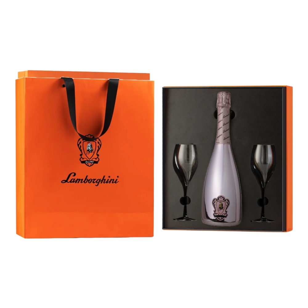 Pudełko Lamborghini gift box with 2 glasses + bag (pasujące do win musujących)