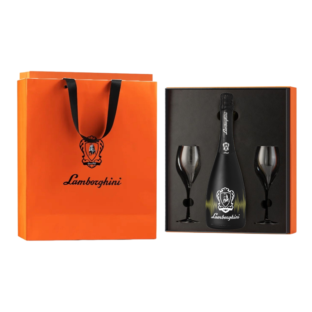 Wino musujące Lamborghini Brut Vino Spumante DJ 12% białe wytrawne 750 ml gift box