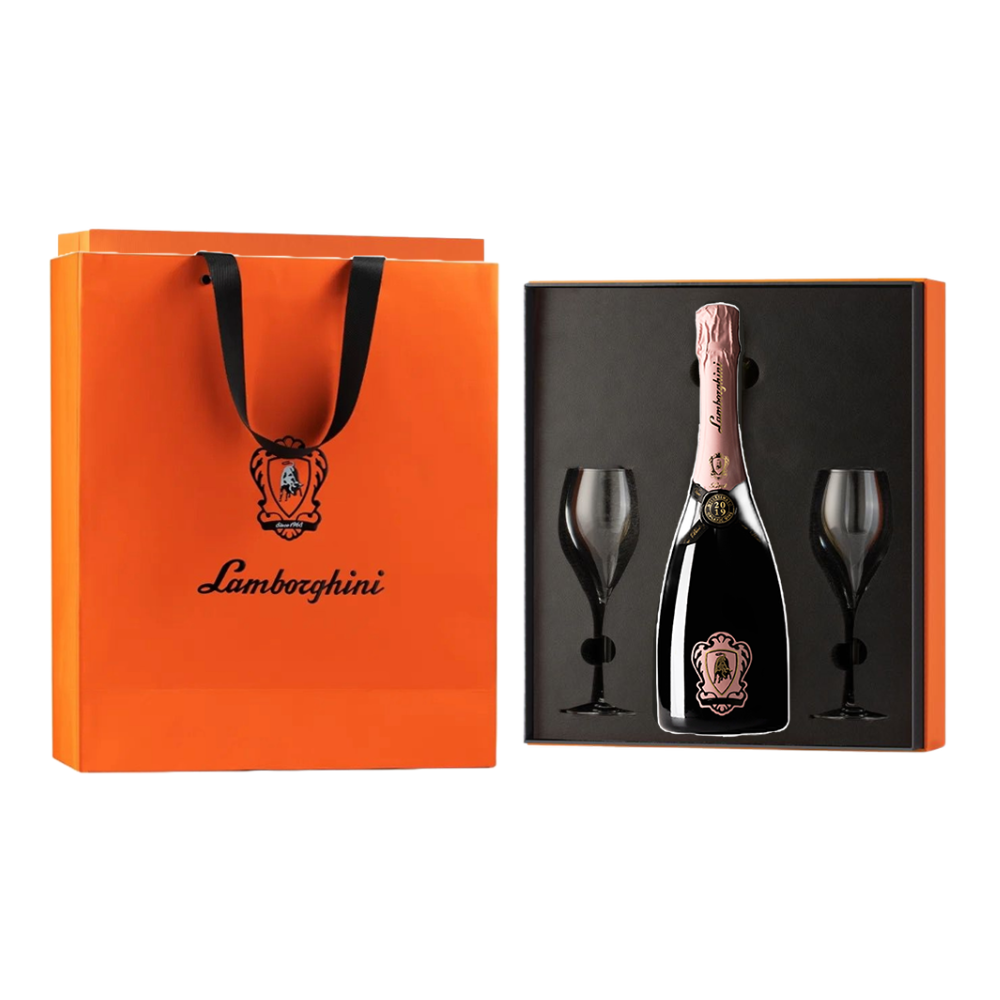 Wino Lamborghini Metodo Classico Rosè Millesimato Bio 12% różowe wytrawne 750 ml gift box