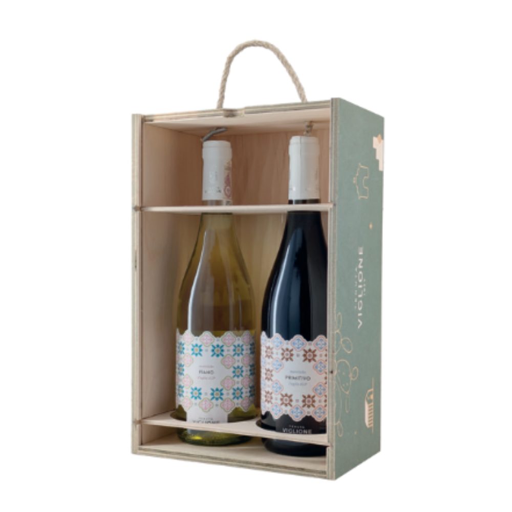 Wino Viglione Fiano 750 ml + Viglione Primitivo 750 ml gift box