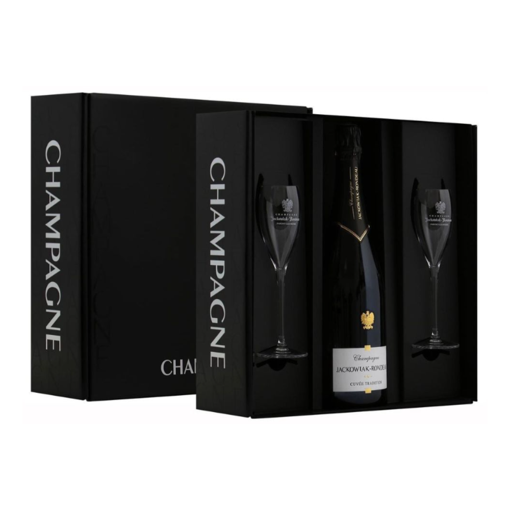 Szampan Jackowiak-Rondeau Cuvee Tradition Brut 12% 0,75l + 2 kieliszki