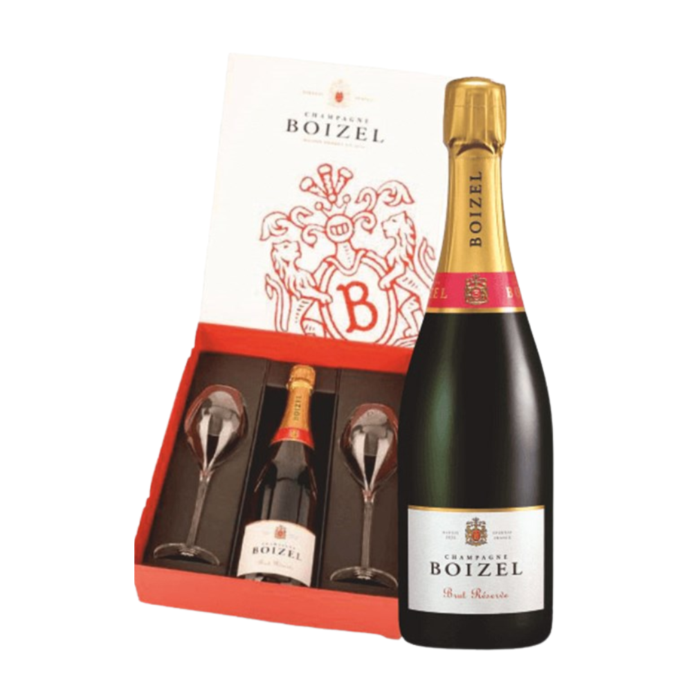Szampan Boizel Brut Reserve 12% białe wytrawne 750 ml + 2 kieliszki