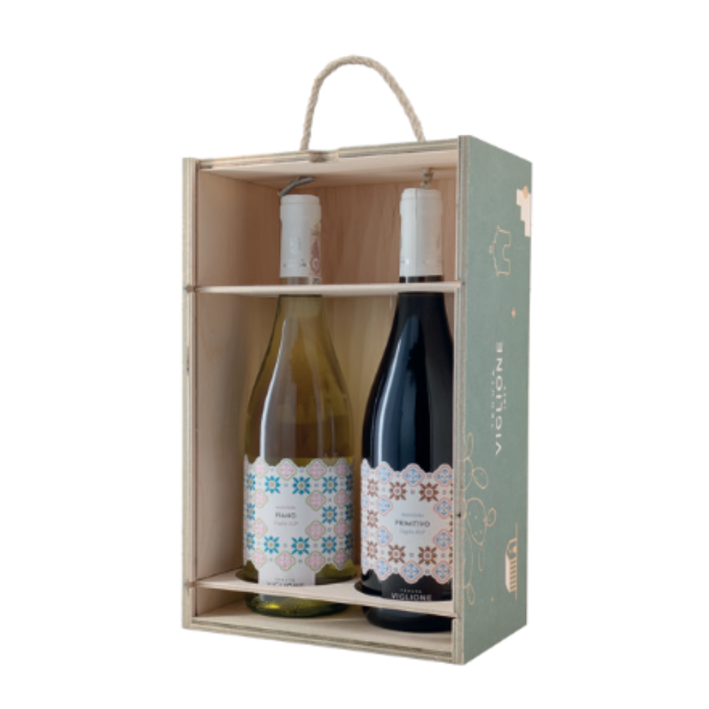 Wino Viglione Fiano 750 ml + Viglione Primitivo 750 ml gift box