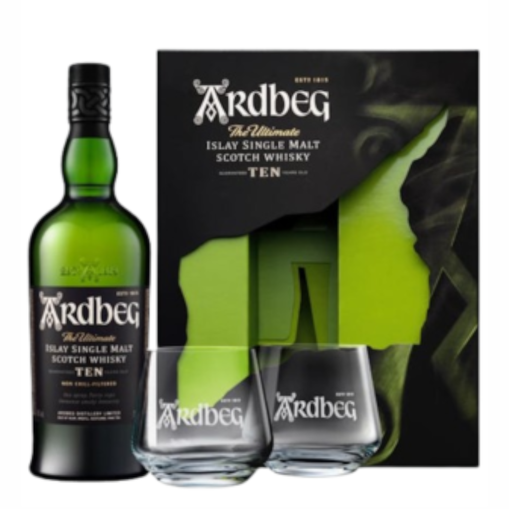 Whisky Ardbeg 10 YO + 2 szklanki 46% 700 ml