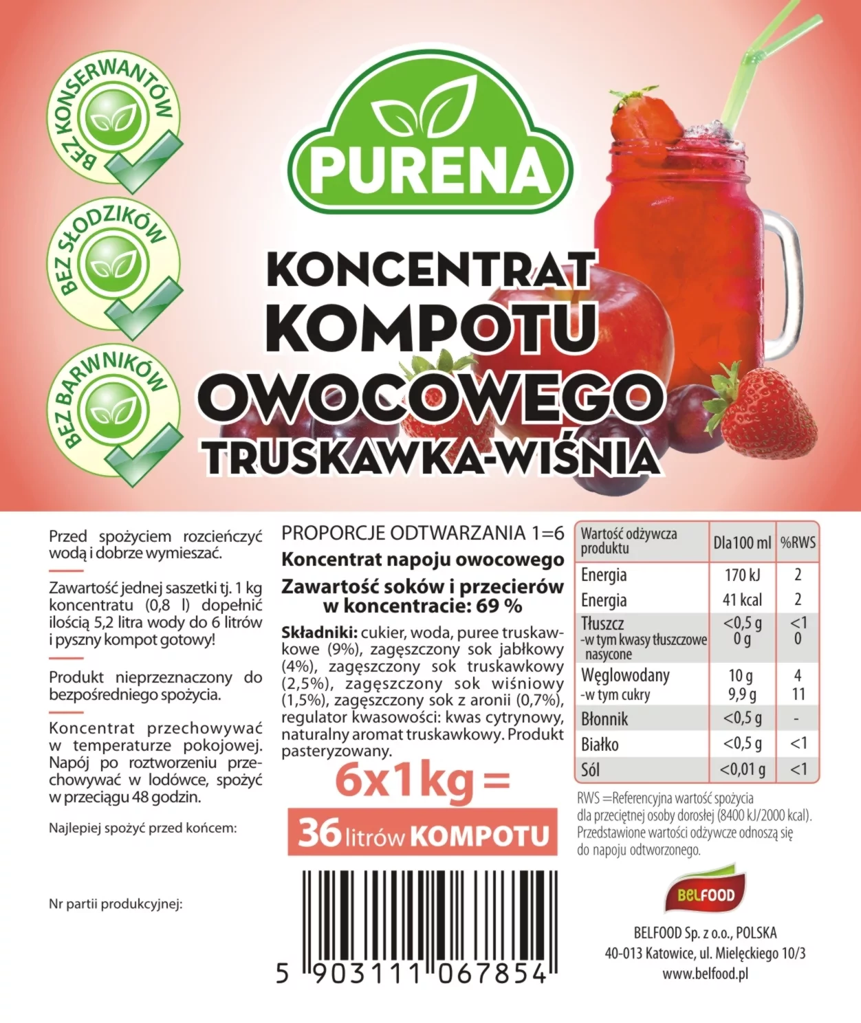 Koncentrat napoju owocowego - kompot 6kg