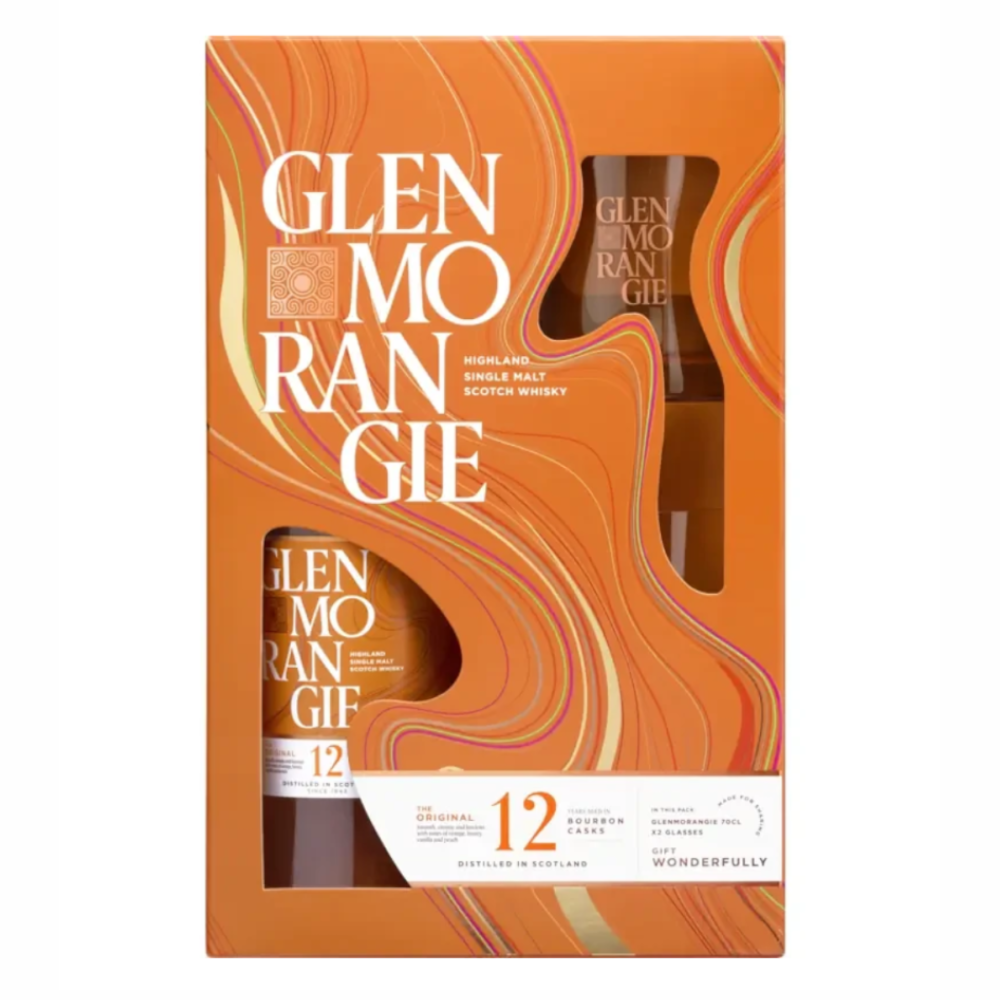 Whisky Glenmorangie 12YO + 2 szklanki 40% 700 ml Gift Box