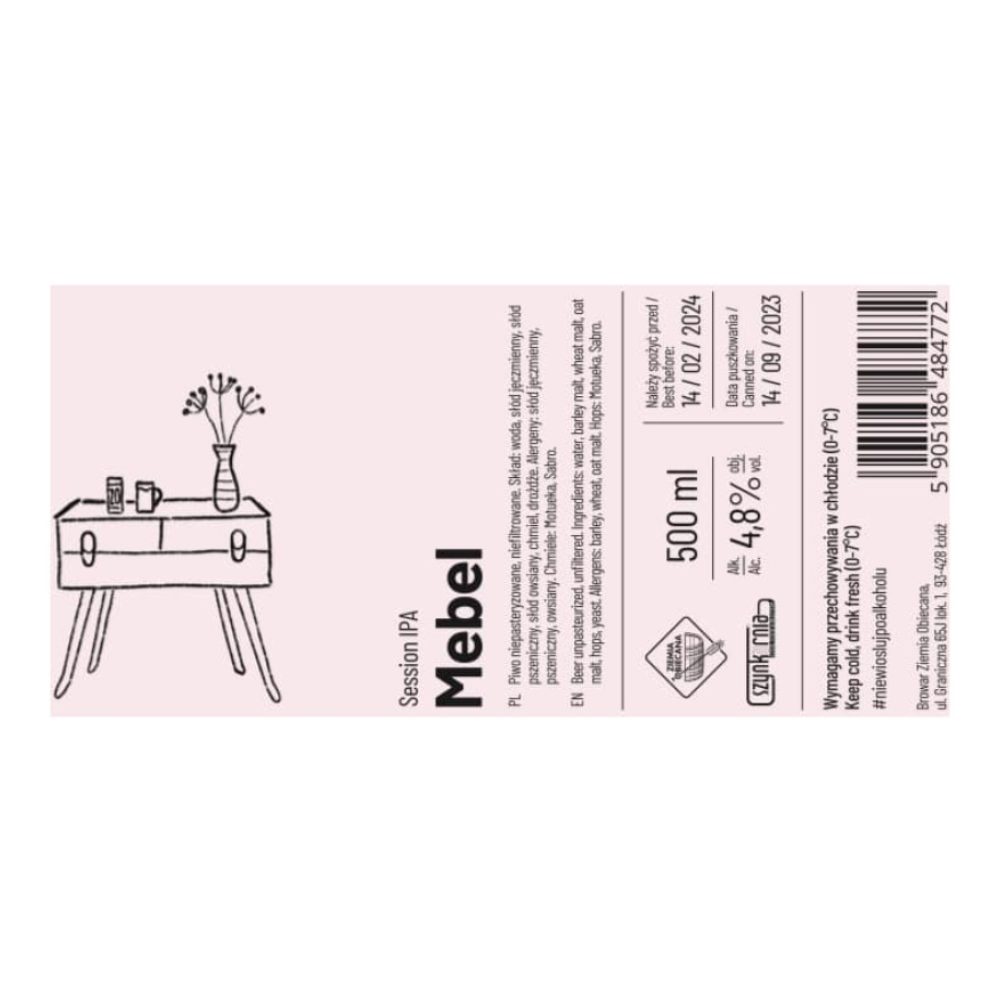 Piwo Ziemia Obiecana Mebel Session IPA 4,8% 500 ml puszka