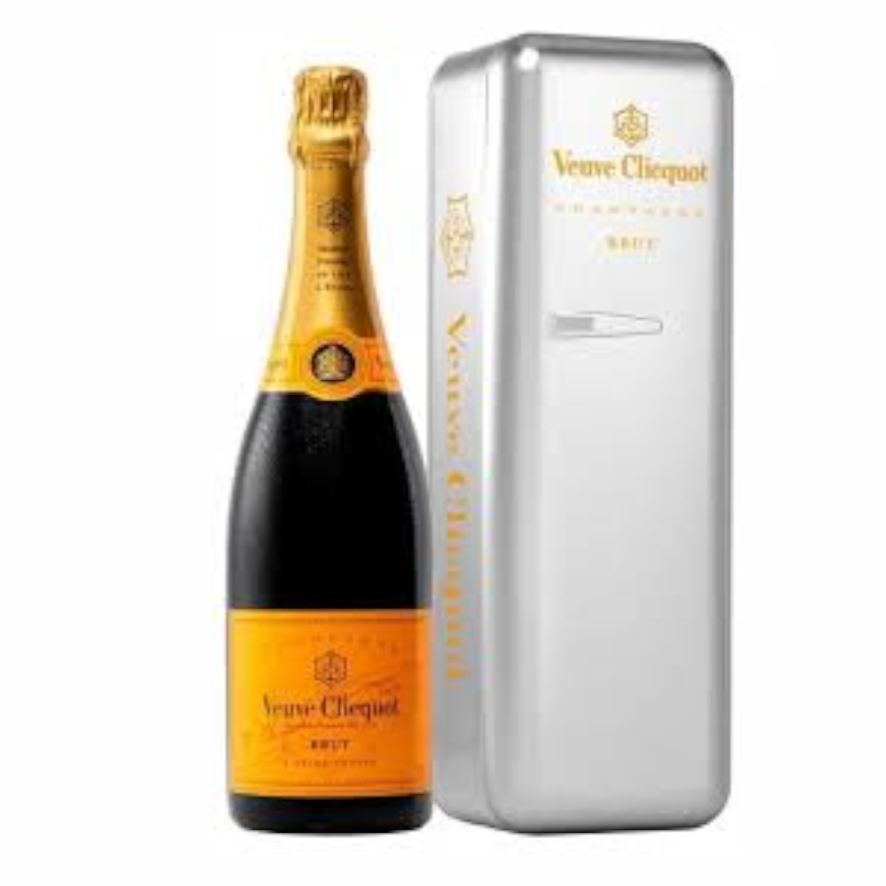 Szampan Veuve Clicquot Champagner Brut Metal Fridge 12,5% białe wytrawne 750 ml