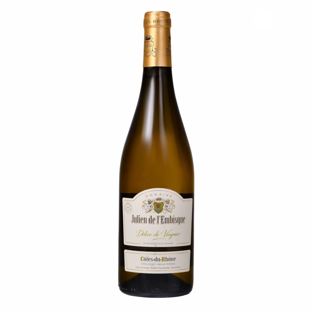 Wino Julien De L'embisque Délice de Viognier Cotes du Rhone blanc 13,5% białe wytrawne 750 ml
