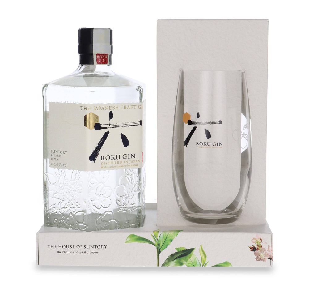 Gin Roku + szklanka tumbler 43% 700 ml
