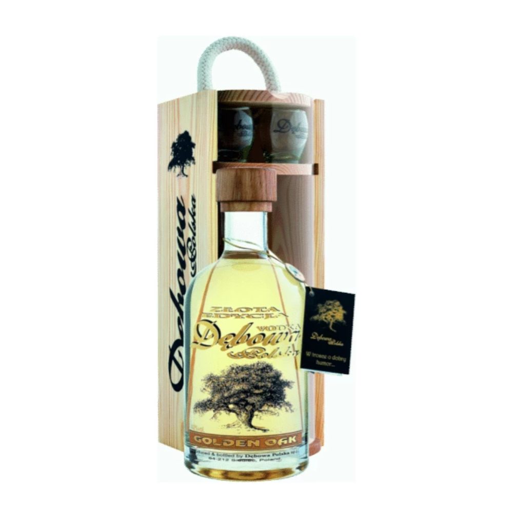 Wódka Dębowa Polska Golden Oak 40% 700 ml + 2 kieliszki