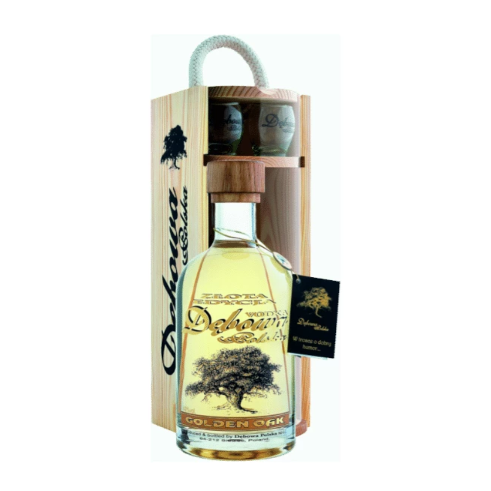 Wódka Dębowa Polska Golden Oak 40% 700 ml + 2 kieliszki