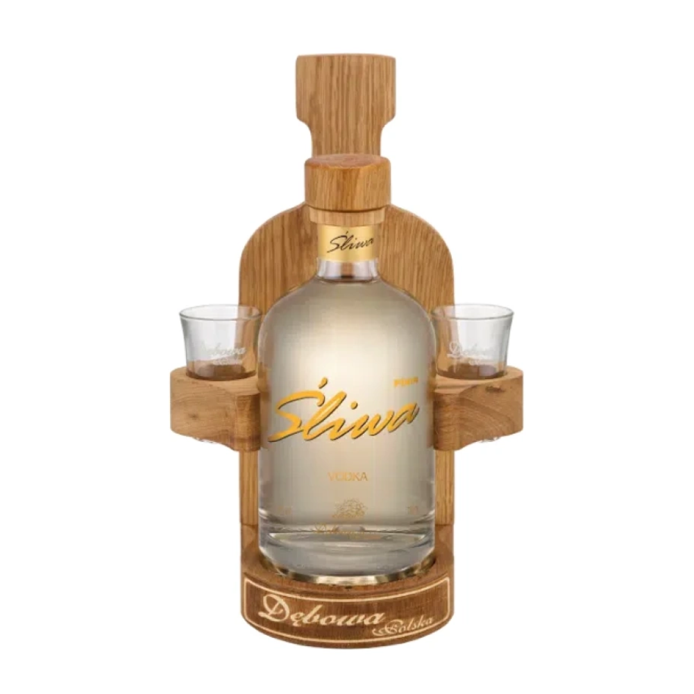 Wódka Dębowa Śliwa Singiel 40% 700 ml + 2 kieliszki