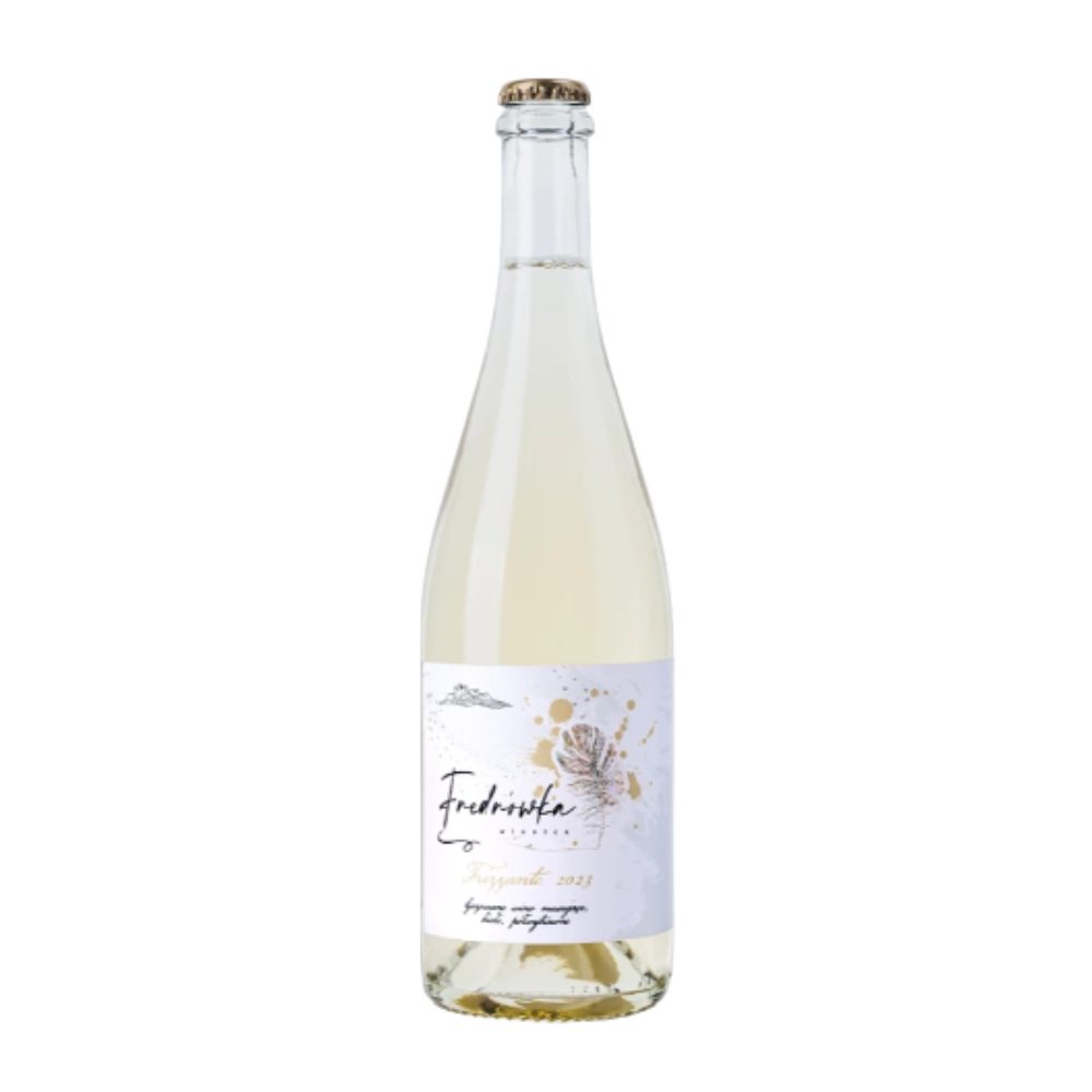 Wino musujące Winnica Fredrówka Frizzante 2023 10% białe półwytrawne 750 ml