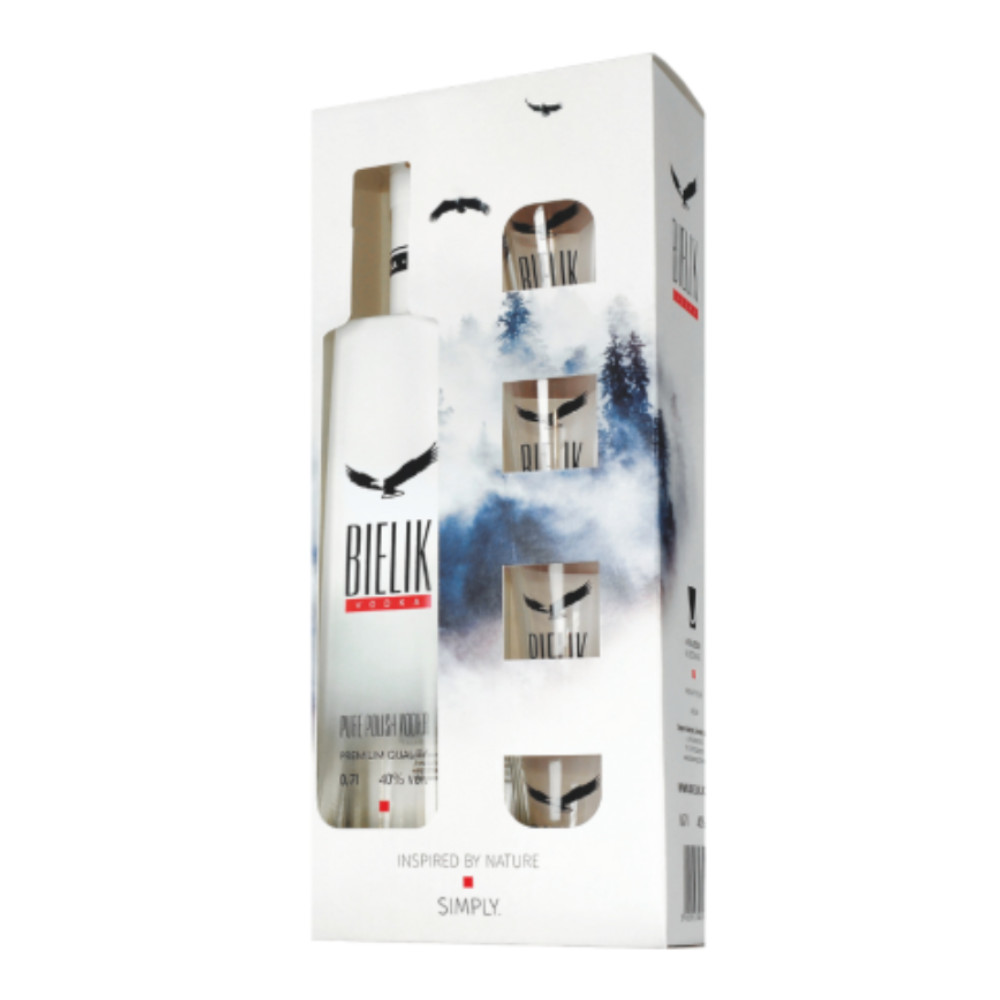 Wódka Bielik Potato Vodka 40% 700 ml + 4 kieliszki