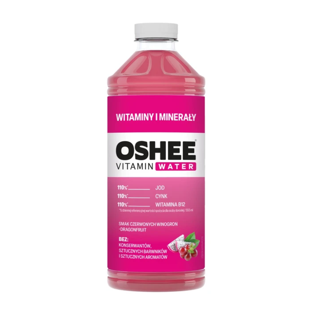 Napój OSHEE Vitamin Water Witaminy & Minerały czerwone winogrona - dragonfruit 1100 ml