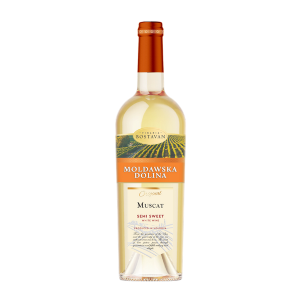 Wino Mołdawska Dolina Muscat 12% białe półsłodkie 750 ml