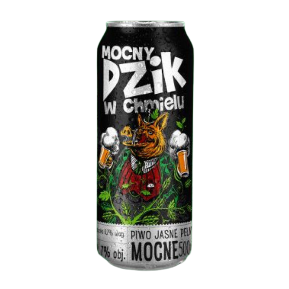 Piwo Mocny Dzik w chmielu Jasne Pełne 7,2% 500 ml puszka