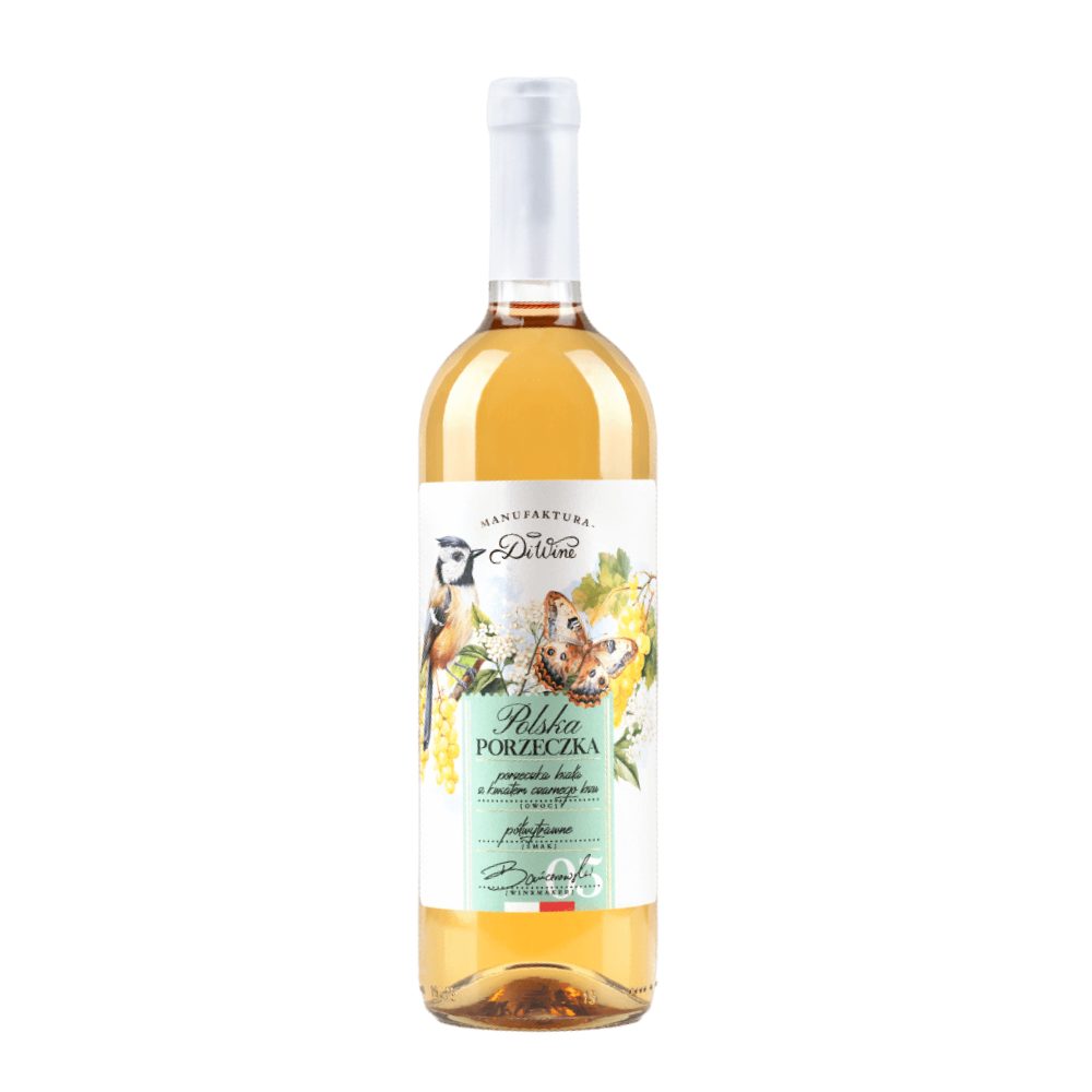 Wino DiWine Polski Owoc z białej porzeczki i kwiatu czarnego bzu 13% białe półwytrawne 750 ml