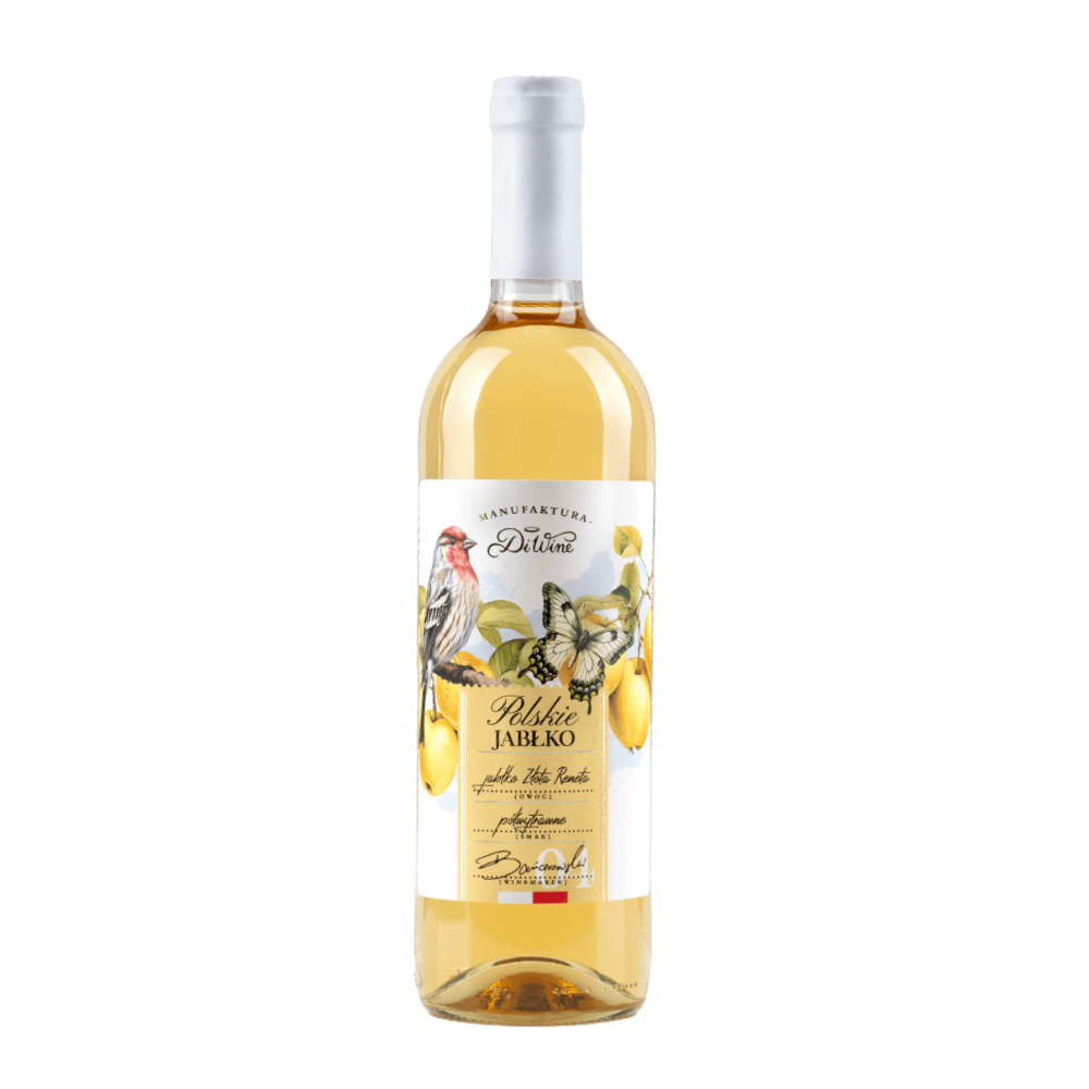 Wino DiWine Polski Owoc z jabłek Złota Reneta 10% białe półwytrawne 750 ml