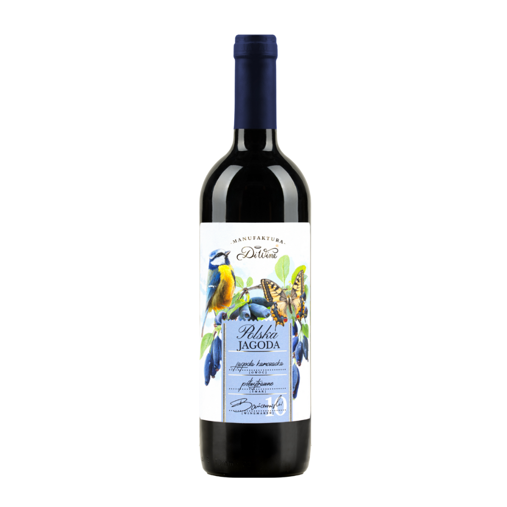 Wino DiWine Polski Owoc z jagody kamczackiej 12% czerwone półsłodkie  750 ml