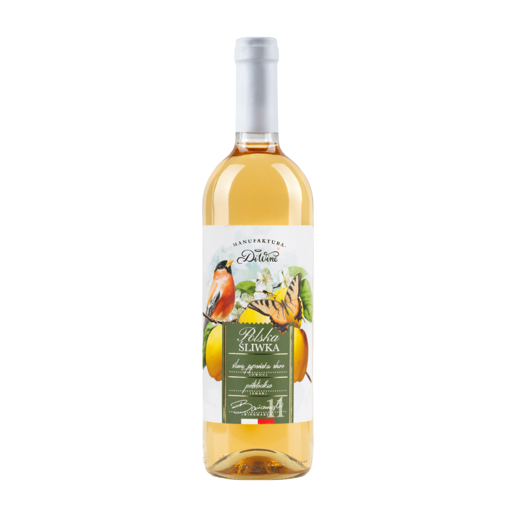 Wino DiWine Polski Owoc ze śliwki Shiro 11% białe półwytrawne 750 ml