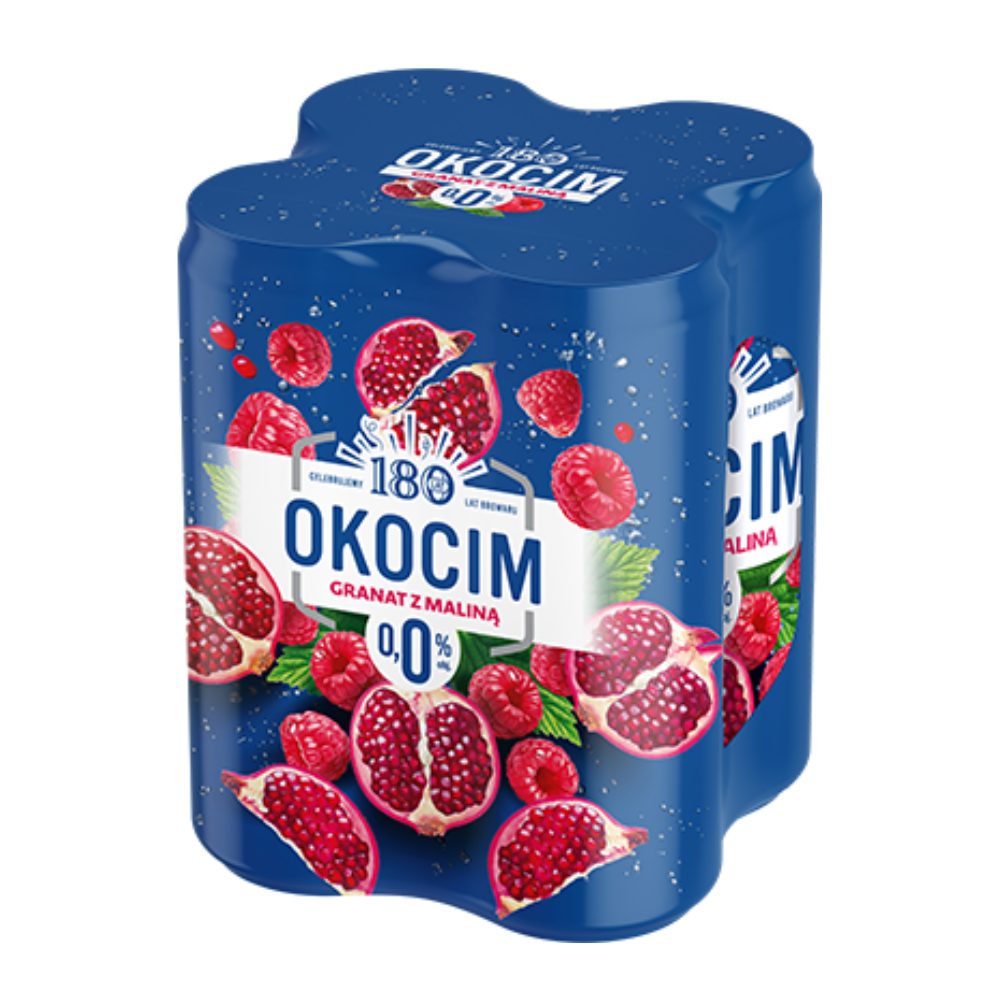 Piwo Okocim Granat z maliną 0% 500 ml 4-pak Puszka