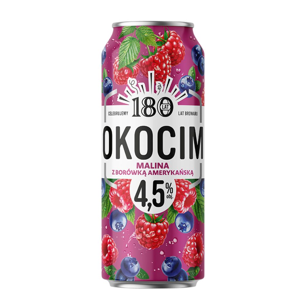 Piwo Okocim Malina z Borówką Amerykańską 4,5% 500 ml Puszka