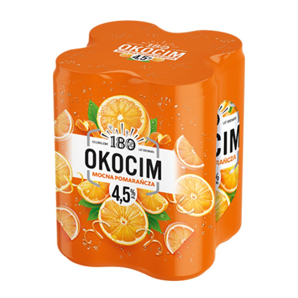 Piwo Okocim Mocna Pomarańcza 4,5% 500 ml 4 pak Puszka