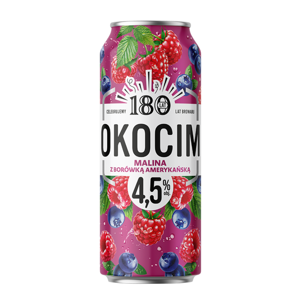 Piwo Okocim Malina z Borówką Amerykańską 4,5% 500 ml Puszka