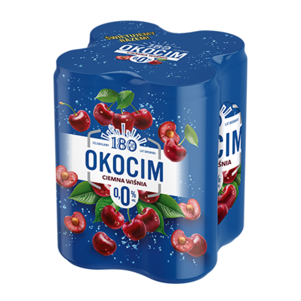 Piwo Okocim Ciemna Wiśnia 0% 500 ml 4-pak Puszka