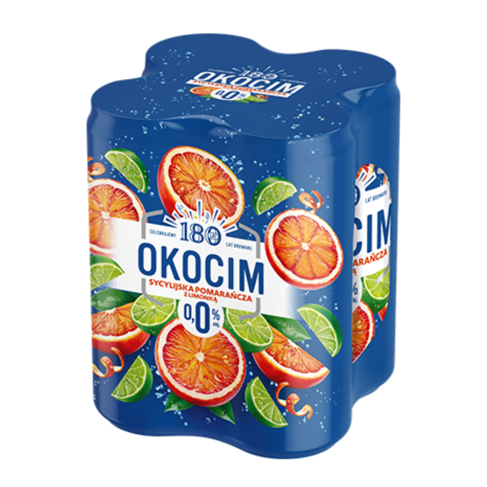 Piwo Okocim Sycylijska Pomarańcza z Limonką 0% 500 ml 4  pak Puszka