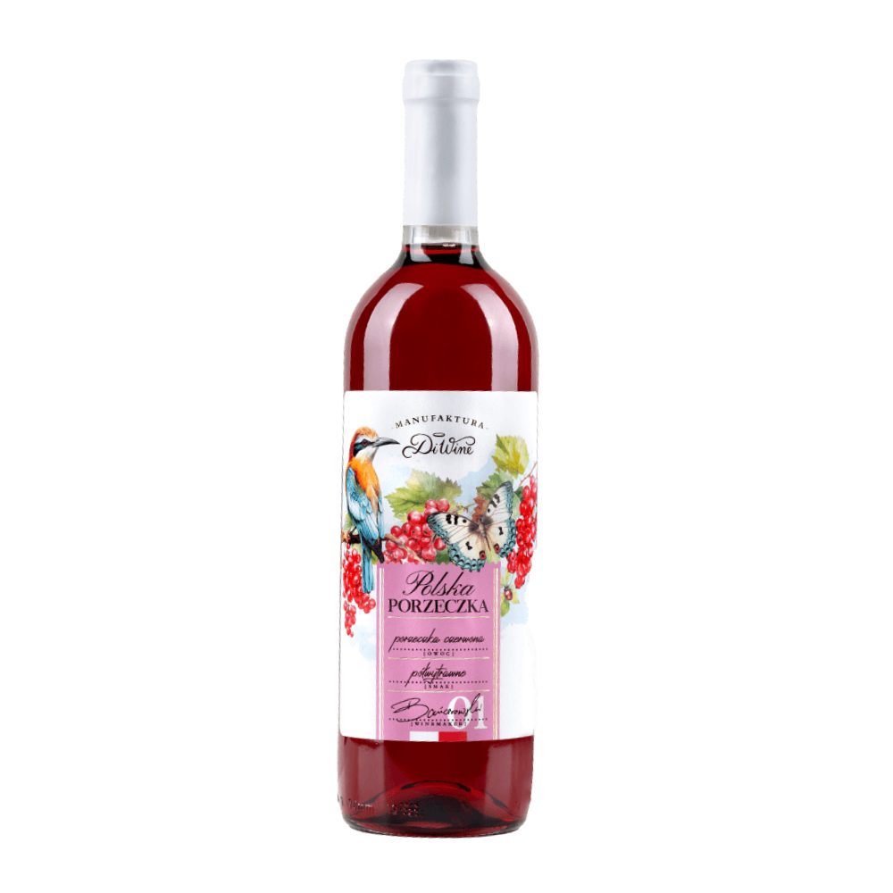 Wino DiWine Polski Owoc z czerwonej porzeczki 13% różowe półwytrawne 750 ml