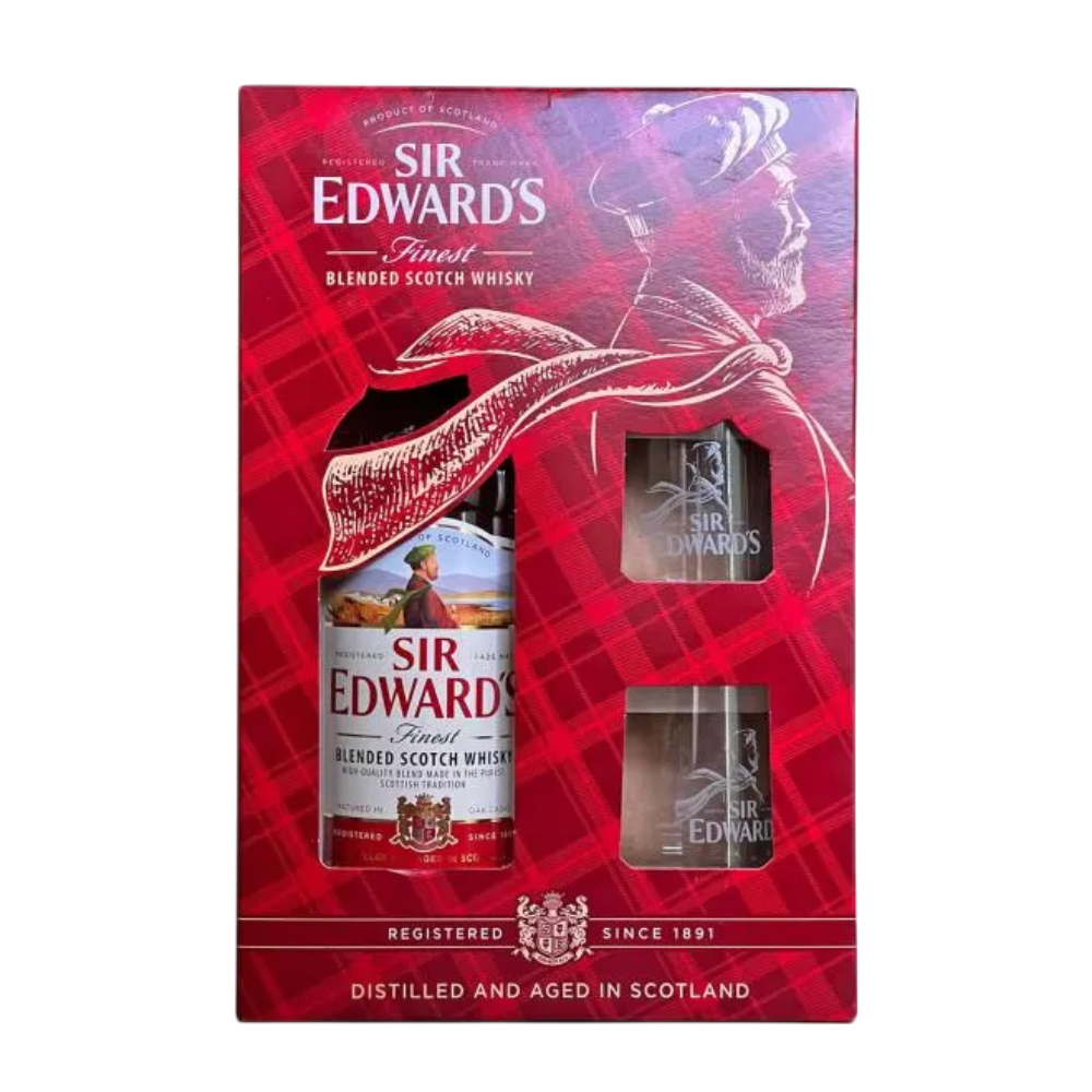 Whisky Sir Edward's 40% 700 ml + 2 szklanki