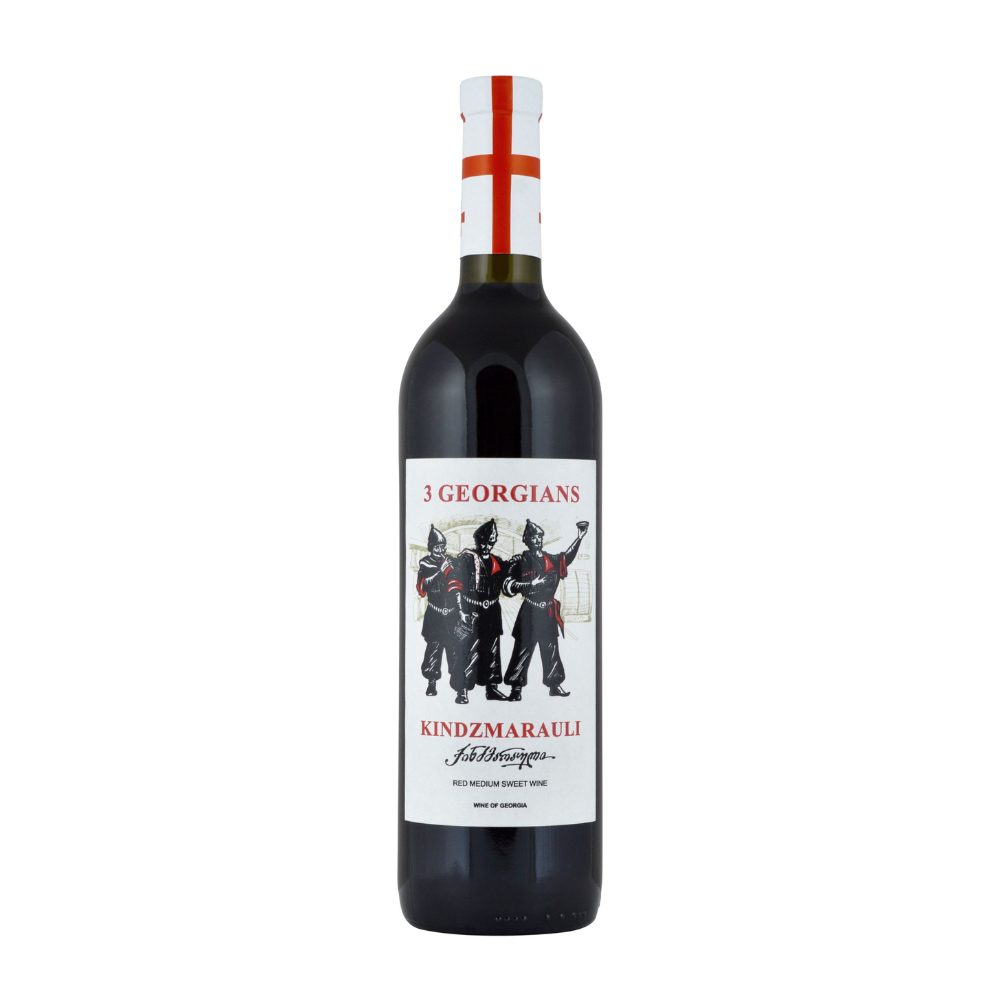 Wino 3 Georgians Kindzmarauli Medium Sweet 11,5% czerwone półsłodkie 750 ml