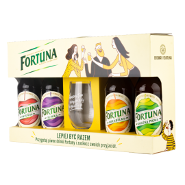 Piwo Fortuna Zestaw 4 x 500 ml + Szklanka