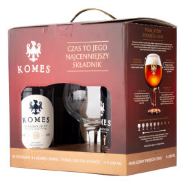 Piwo Komes Zestaw Standard 4 x 500 ml + Pokal