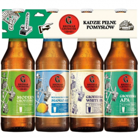 Zestaw Piw Grodziskie Clip 3+1: White IPA, APA, Modern, Bezalkoholowe Mango Ale 500 ml