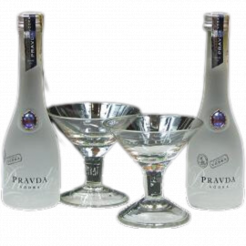 Wódka Miniaturka Pravda 40% 50 ml z 2 Kieliszkami