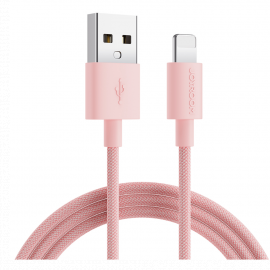 Kabel przewód w oplocie do iPhoneUSB-A - Lightning 2m pastel różowy