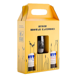Zestaw prezentowy 2 Piwa Bytów bezalkoholowe + szklanka (Bytów IPA, Bytów Marakuja)