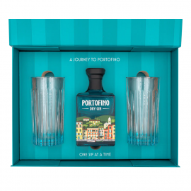 Gin Portofino Dry Ocean Blue 43% 500 ml + 2 szklanki long