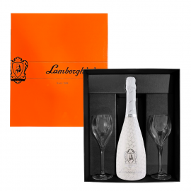 Wino  Lamborghini Brut Vino Spumante ICE 12% wytrawne musujące 750 ml + 2 szklanki