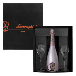 Wino musujące Lamborghini Sparkling Rose 0% różowe 750 ml + 2 kieliszki