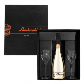 Wino musujące  Lamborghini Sparkling Gold 0% wytrawne 750 ml + 2 kieliszki