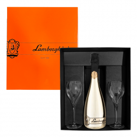 Wino musujące  Lamborghini Sparkling Gold 0% wytrawne 750 ml + 2 kieliszki