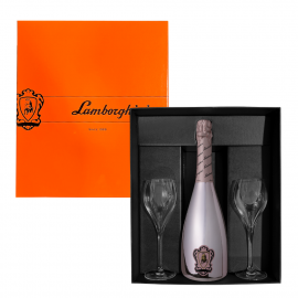 Wino musujące Lamborghini Sparkling Rose 0% różowe 750 ml +  kieliszki