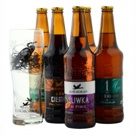 Piwo Kormoran Zestaw Warmia i Mazury 5 piw + szklanka 2500 ml
